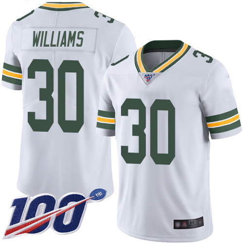 Green Bay Packers Limited White Men #30 Williams Jamaal Road Jersey Nike NFL 100th Season Vapor Untouchable->youth nfl jersey->Youth Jersey